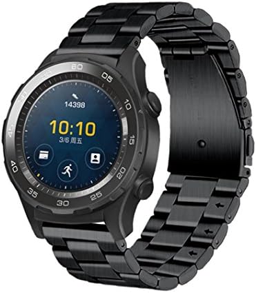 VESNIBA Genuine Stainless Steel Bracelet Smart Watch Band Strap For Huawei Watch 2 (Black)