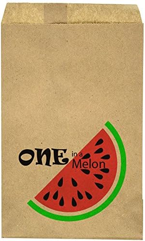 First Birthday - Favor Bag - Spring/Summer -One in a Melon - Watermelon - Candy Bar – Treat Table – Candy Buffet - 9.25” x 6.25” Brown Kraft Bags – (20 pack)
