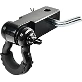 2 Inch Shackle Hitch Receiver, moafaye 3/4" D Ring Shackles, 45000 Lbs Breaking Strength, Towing Accessories for Vehicle Recovery. (Black & Black)