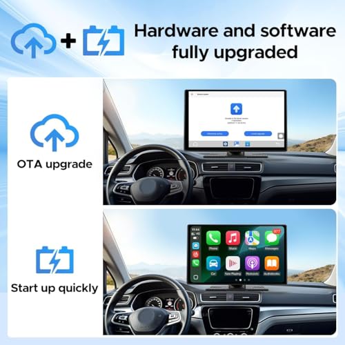 LAMTTO Carplay Display Screen with Net-flix Youtube Tiktok 9 inch Wireless CarPlay & Android Auto Car Multimedia Player with Backup Camera/Android OS/Voice Assistant/OTA/Navigation/Bluetooth/FM/AUX