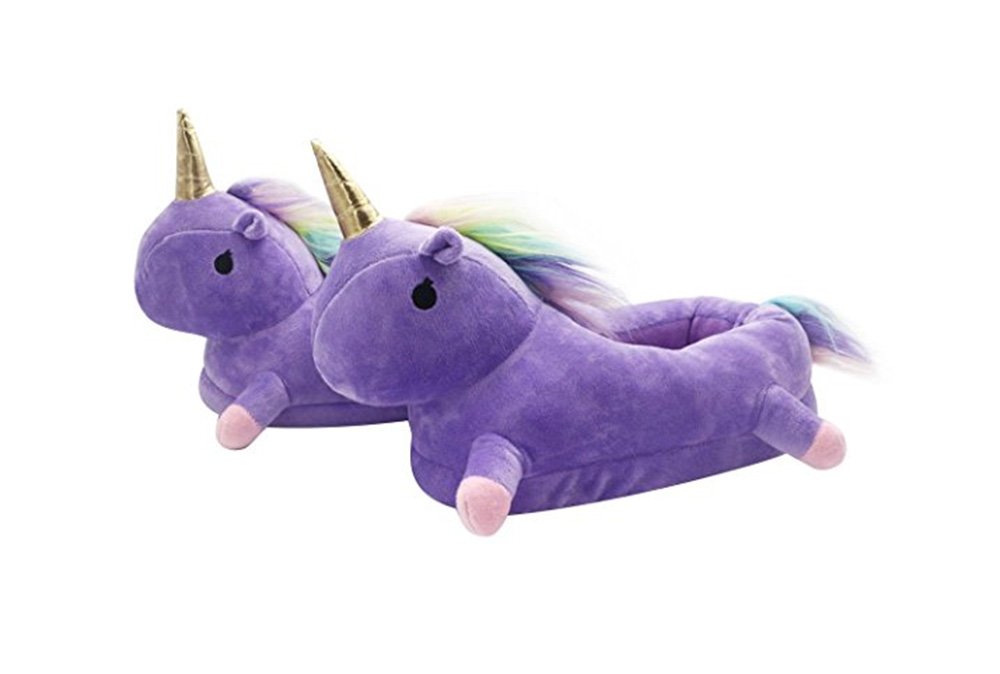 Unicorn Slipper Winter Warm Soft Plush Shoes for Home Indoor/Outdoor (Purple)