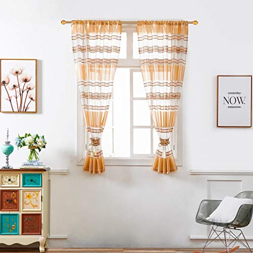 Clearance Sale!UMFun Leaves Sheer Curtain Tulle Window Treatment Voile Drape Valance 2 Panel Fabric (Coffee) - Thumbnail 5