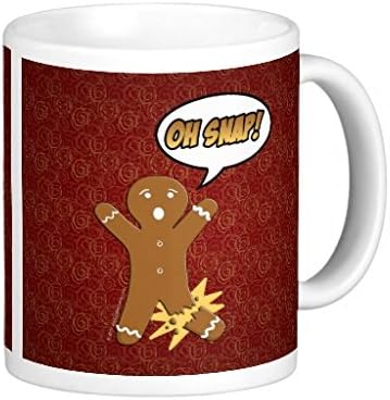 Pioenfly Oh Snap Funny Christmas Gingerbread Man Broken Leg Classic White Coffee Mug