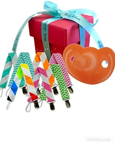 Original GumDrop Pacifier Gift Set - Orange (Pink Chevron)