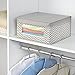 mDesign Soft Stackable Fabric Closet Storage Organizer Holder Bin with Clear Window, Attached Lid - for Bedroom, Hallway, Entryway, Bathroom - Chevron Zig-Zag Print - Medium - Taupe/Natural