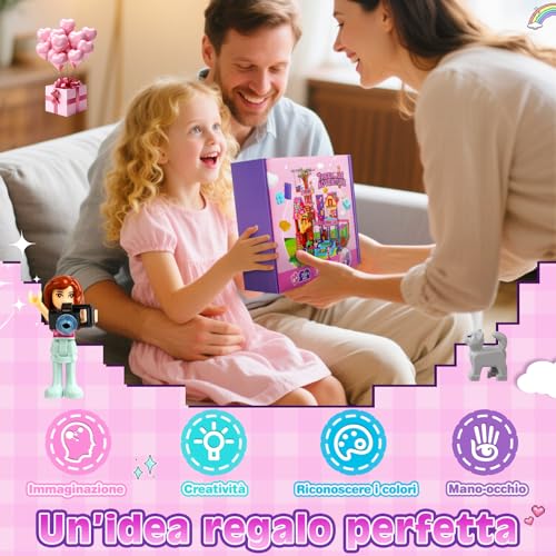 Charmofun Tree House Building Set, Girls' House Building Set with 3 Dolls and 4 Animals, Friends Tree House of Friendship for Children Age 8 and Up (Pink)