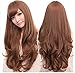 Bob shop Women's Long Hair Wig Long Wavy Cosplay Hair With Oblique Bangs（brown）
