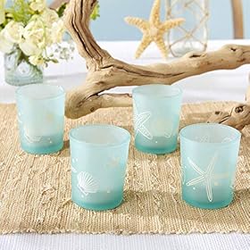 Kate Aspen Beach Party Glass (Set of 4) Holders Votive, One Size, Blue (27184NA) 51bYrOknXYL