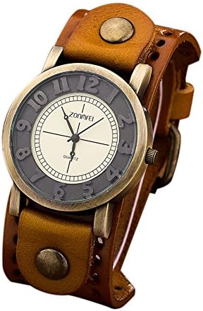 Mens Casual Sport Wrist Watch Military Vintage Leather ZONMFEI Fashion Dress Watch for Women Girls Yellow