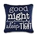 Wendy Bellissimo Super Soft Decorative Pillows + Square Throw Pillows for Baby Nursery Décor (11x11) - Good Night Sleep Tight in Navy and White