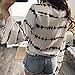 WensLTD Women Loose Long Sleeve Striped Printed Tops Chiffon Blouse (L, White)