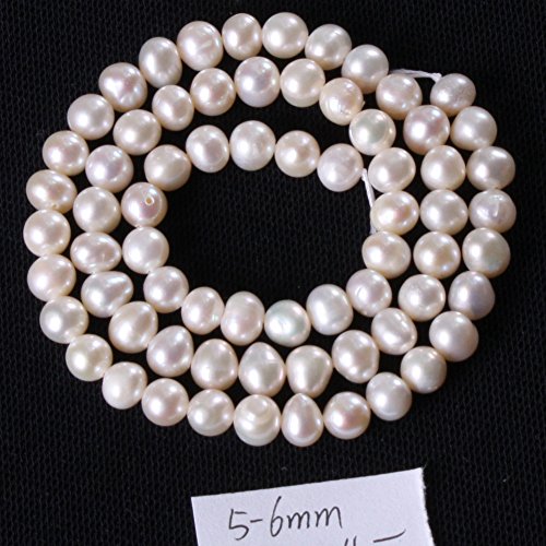 Joe Foreman 5-6mm Natural Freshwater Cultured Pearl Round Loose Beads For Jewelry Making Wholesale Beads White 15