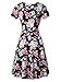 HUHOT A Line Dress, Womans Short Sleeve Peasant Modest Summer Floral Dresses(Flower-8,Medium)