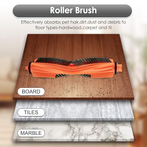 (12pcs) S40C Replacement Compatible with Xiaomi S40C Robot Vacuum Cleaner, 1 Roller Brush, 4 HEPA Filters, 3 Cleaning Pads, 4 Side Brushes, Accessories Set