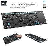 Rii K12+ Mini Wireless Keyboard with Large Touchpad Mouse&Qwerty Keypad, Stainless Steel Portable Wireless Keyboard with USB Receiver for MacBook/iPad/Tablet/PC/Laptop/Smart TV/Raspberry Pi - Black