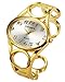 Top Plaza Women Fashion Gold Tone Circle Band Arabic Numeral Scale Bangle Cuff Dress Bracelet Watch