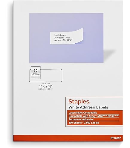 Amazon.com : Staples 575748 Laser/Inkjet Address Labels 1