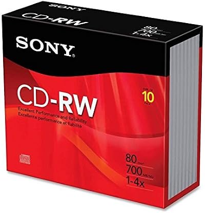 Sony 10-pk CD-RW Rewritable Discs 700MB 80min 4x Speed Red CD