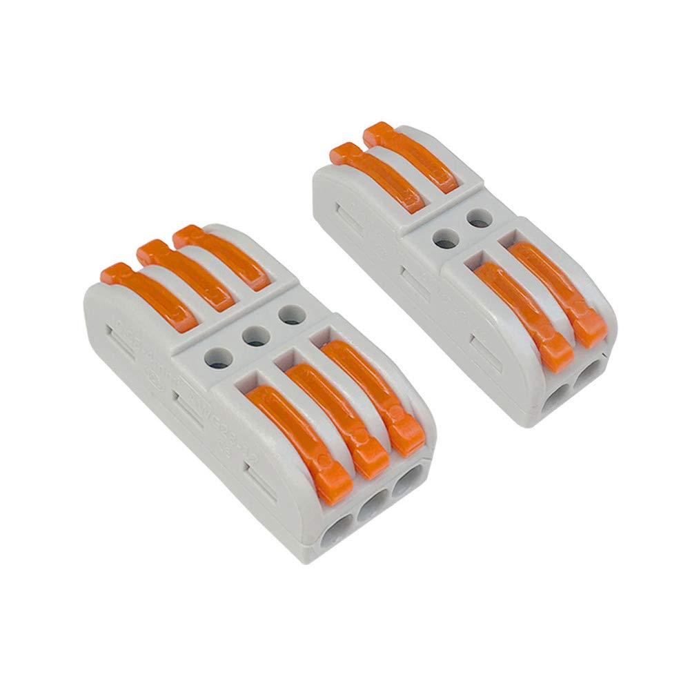 Aiqeer 30 Pcs SPL-2/SPL-3 Lever-Nut Wire Connectors Set, Conductor Compact Wire Connectors, Cable Clamp Terminal Block Quick Spring Connector