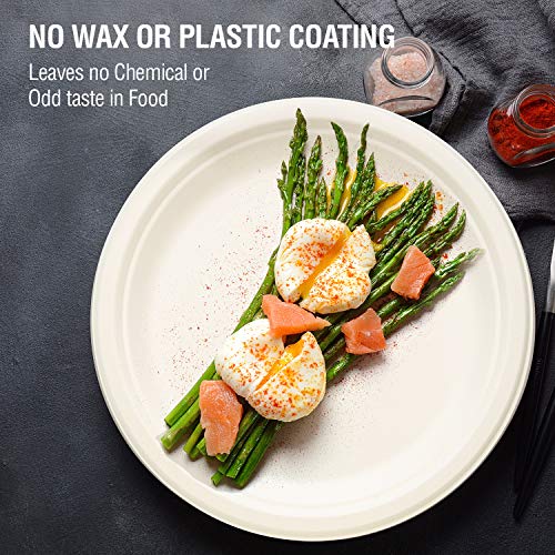 Kikigreen Bagasse Round Compostable Plates [100-pack] Dessert White Disposable Plates Made Of Sugarcane 10'', 7'' - Thumbnail 4