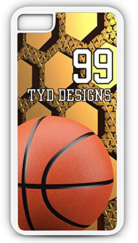 iPhone 7 Plus 7+ Case Create Your Own Basketball #BK032 with Player Number and/Or Name Or Team Name Tough Case Customizable by TYD Designs in White Rubber