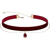 Fuqimanman2020 Black Teardrop Velvet Choker Necklace for Women Layered Gothic Choker Victorian Necklace Aesthetic Vampire Necklaces for Womens