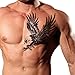 TAFLY Men's Temorary Tattoos Black Large Eagle Wings Pattern Chest Transfer Tattoo Stickers for Men 2 Sheets
