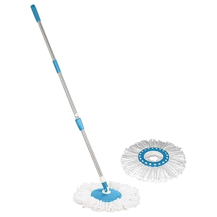 Primeway Magic Mop 360 Degree Rotating Handle Set with Disc and 2 Mop Heads