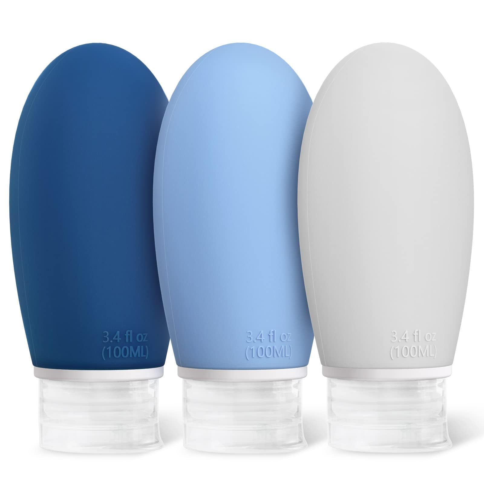 Opret 100ml Silicone Travel Bottle for Toiletries, 3 Pack Leak Proof Refillable Travel Containers Squeezable Travel Accessories for Shampoos, Conditioner and Cream, BPA Free and TSA Approved — image 1