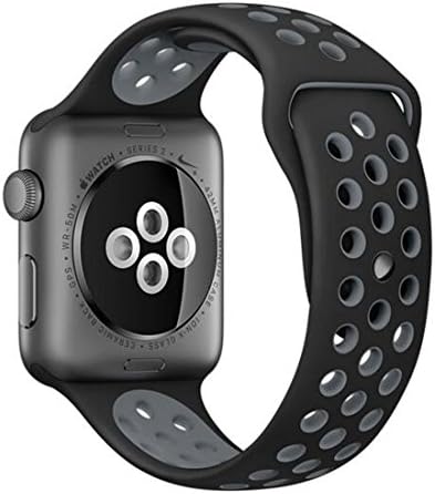 fZoe Apple Watch Band 38mm Soft Silicone Replacement Sport Nike Bands for iWatch Series 2 Clasp Strap - Black&amp;Cool Gray