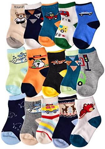 Baby Toddler Boy Cotton Crew Socks - 12 Pack Assorted Designs
