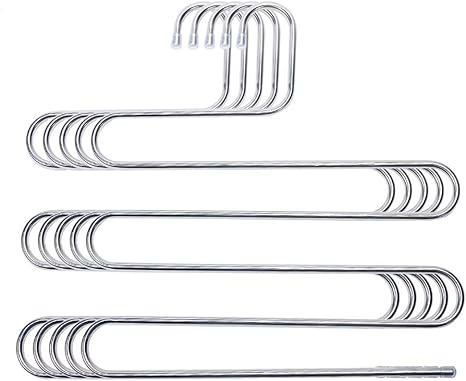 Amazon Co Jp Vaslon ズボンハンガー ステンレス製 ｓ字型 頑丈 滑り止め 衣類収納 便利 省スペース 5本組セット ホーム キッチン