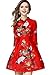 Tuliplazza Women's Crane Embroidery A-Line Tunic Cocktail Party Prom Short Dress