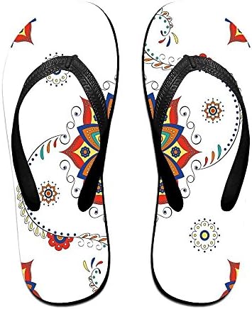 Women Unisex Man Lotus Flower With Abstract Modern Style Mandala Influences Symmetric Slim Sandal For Gym Antimicrobial Shower &amp; Water M