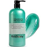 Anthony Mens Body Wash and Shampoo: Invigorating Rush 2-In-1 Liquid Gel Soap & Hair Shampoo, Pine Wood Scent, Hydrating with Eucalyptus, Canadian Balsam, Birch Leaf, Charcoal, Sea Kelp, 32 Fl. Oz
