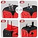 International Travel Adapter Charger - Worldwide AC Socket - 2.4A Dual USB Charging Ports for US, UK, EU, AU - Safety Fuse (RED)