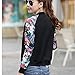 Women's Floral Print Baseball Bomber Jacket Varsity Coat Short Button Closure Outwear Top
