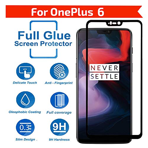 POPIO Tempered Glass for OnePlus 6 (Black) Edge to Edge Full Screen Coverage