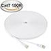 NCElec Flat STP Cat7 Ethernet Cable, Safe for in-Wall and Outdoor Use (100Ft, White)