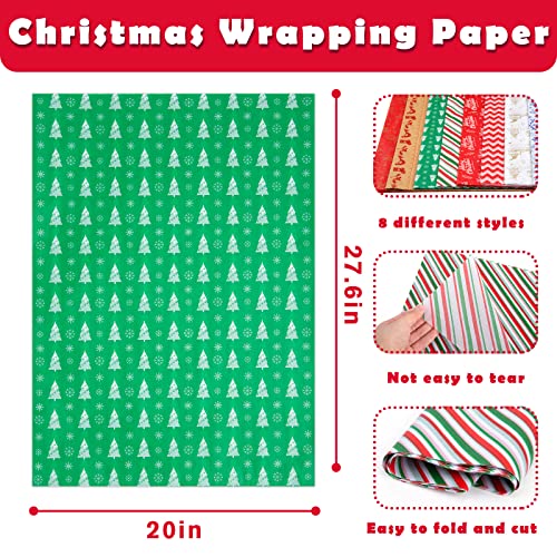 Shindel 64 Sheets Christmas Tissue Paper, Gift Wrapping Paper Bulk 28 x 20 Inch Tissue Paper for DIY Crafts Xmas Winter Gift Box Decoration