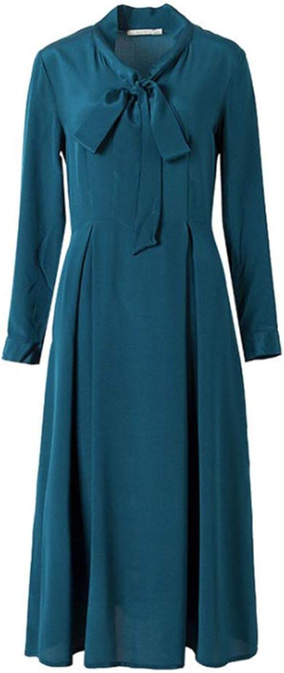 Amazon Co Jp Mayudamaシルク シルク100 シルク ドレス ワンピース 23匁 絹 蝶ネクタイ エレガント 洗練 長袖 オフィス 通勤 春 秋 冬 レディース 服 ファッション小物