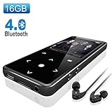 Bluetooth 4.0 MP3 Player,Valoin 16G 2.4 Inch HD Screen Touch Button Digital MP3 Player Lossless HiFi Sound Audio Music Player with FM Radio,Up to 50 Hours Playback (Black)