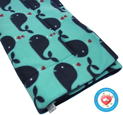 Guinea Pig Fleece Cage Liner, Whales and Hearts, Absorbent Liner, Midwest Size, Cozy and Clean | Washable and Reusable |
