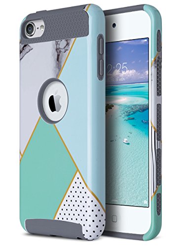 iPod Touch 6th Generation Case,ULAK Marble iPod 6 Case Ultra Slim Dual Layer Hybrid Protective Case Hard Cover for Apple iPod touch 5 6th Generation-Artistic-Green Marble