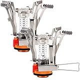 REEHUT Ultralight Portable Camping Stoves Backpacking Stove with Piezo Ignition Adjustable Valve Stainless Steel Material for Backpacking, Hiking, Riding, Mountaineering, Camping - Orange, 2 Pack