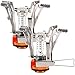 REEHUT Ultralight Portable Camping Stoves Backpacking Stove with Piezo Ignition Adjustable Valve Stainless Steel Material for Backpacking, Hiking, Riding, Mountaineering, Camping - Orange, 2 Pack primary