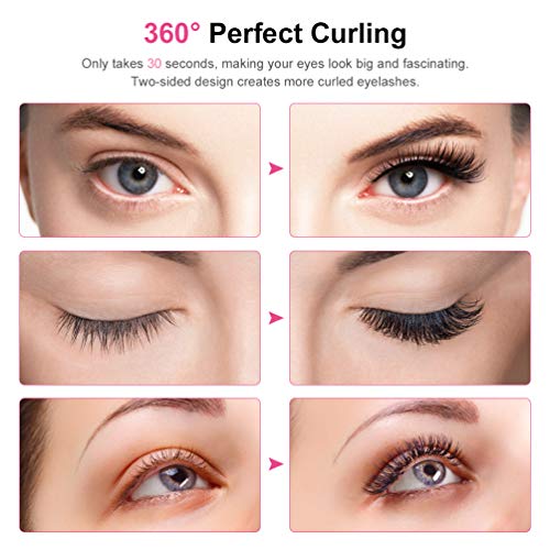 Heated Eyelash Curler, Newest Mini USB Rechargeable Lashes Curlers with Longer Silicone Heating Curl Comb LED Display 3 Temperature for Lashes Curling Natural Quick Heating Long Lasting Safe Painless