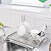 INTEY Chrome Dish Rack, Dish Drainer, Dish Drying Rack for Kitchen, Metal Chrome