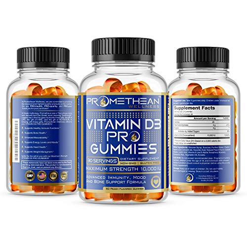 Extra Strength Vitamin D Gummies for Adults 10000 IU Vitamin D3 5000 IU Per Gummy Vitamins