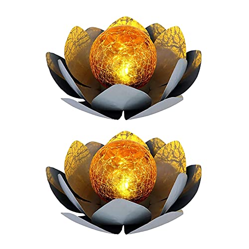 SSLLM Solarleuchte Garten,LED Solar Lotus Laterne,Lotus Laterne Metall Solarlampe für Garten,Lotusblüte Schwimmleuchten…